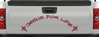 Jesus For Life Christian Car or Truck Window Decal Sticker (Burgundy)