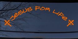Jesus For Life Christian Car or Truck Window Decal Sticker (Orange)