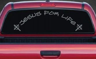 Jesus For Life Christian Car or Truck Window Decal Sticker (Telegrey)