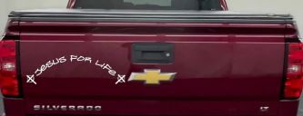 Jesus For Life Christian Car or Truck Window Decal Sticker (White)