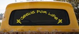 Jesus For Life Christian Car or Truck Window Decal Sticker (Yellow)