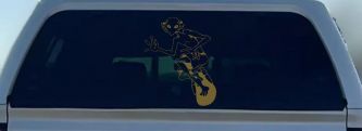 Alien Surfing Funny Car or Truck Window Decal Sticker (Gold)