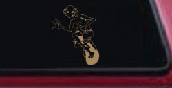 Alien Surfing Funny Car or Truck Window Decal Sticker (Light Brown)