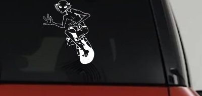Alien Surfing Funny Car or Truck Window Vinyl Decal Sticker