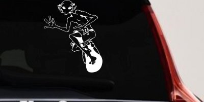 Alien Surfing Funny Car or Truck Window Vinyl Decal Sticker