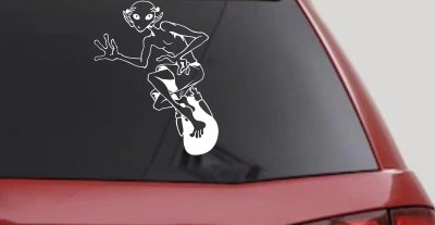 Alien Surfing Funny Car or Truck Window Vinyl Decal Sticker