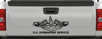 U.S. Submarine Service with Dolphins Military Car or Truck Window Decal Sticker (Black)
