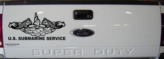 U.S. Submarine Service with Dolphins Military Car or Truck Window Decal Sticker (Black)