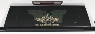 U.S. Submarine Service with Dolphins Military Car or Truck Window Decal Sticker (Desert Sand)