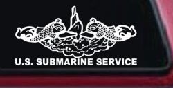 U.S. Submarine Service with Dolphins Military Car or Truck Window Decal Sticker