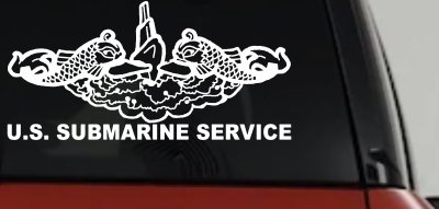 U.S. Submarine Service with Dolphins Military Car or Truck Window Vinyl Decal Sticker