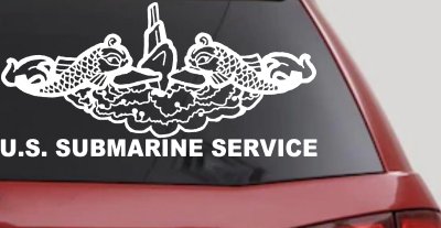 U.S. Submarine Service with Dolphins Military Car or Truck Window Vinyl Decal Sticker