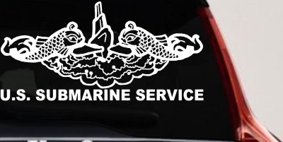 U.S. Submarine Service with Dolphins Military Car or Truck Window Vinyl Decal Sticker