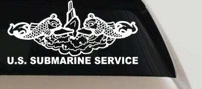 U.S. Submarine Service with Dolphins Military Car or Truck Window Vinyl Decal Sticker