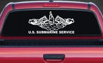 U.S. Submarine Service with Dolphins Military Car or Truck Window Decal Sticker