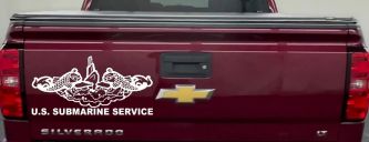 U.S. Submarine Service with Dolphins Military Car or Truck Window Decal Sticker (White)