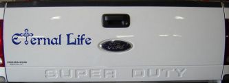 Eternal Life With Cross Christian Car or Truck Window Decal Sticker (Navy)
