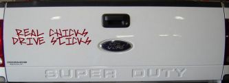 Real Chicks Drive Sticks Motor Sports Car or Truck Window Decal Sticker (Burgundy)