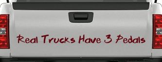 Real Trucks Have 3 Pedals Off Road Car or Truck Window Decal Sticker (Purple Red)