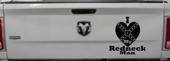 I Love my Redneck Man Country Car or Truck Window Decal Sticker (Black)