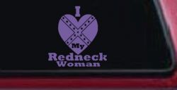 I Love my Redneck Woman Country Car or Truck Window Decal Sticker (Purple)