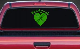Redneck At Heart Country Car or Truck Window Decal Sticker (Lime)