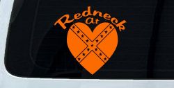 Redneck At Heart Country Car or Truck Window Decal Sticker (Orange)