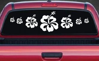 Hibiscus Flowers Row Car or Truck Window Decal Sticker