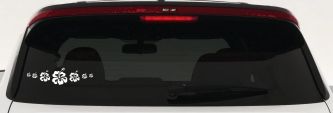 Hibiscus Flowers Row Car or Truck Window Decal Sticker (White)