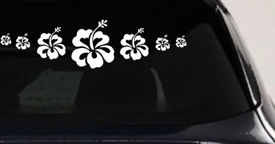 Hibiscus Flowers Row Car or Truck Window Vinyl Decal Sticker