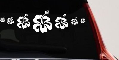 Hibiscus Flowers Row Car or Truck Window Vinyl Decal Sticker