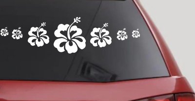 Hibiscus Flowers Row Car or Truck Window Vinyl Decal Sticker