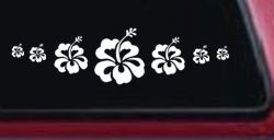 Hibiscus Flowers Row Car or Truck Window Decal Sticker
