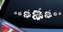 Hibiscus Flowers Row Car or Truck Window Decal Sticker