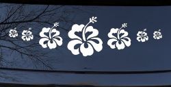 Hibiscus Flowers Row Car or Truck Window Decal Sticker