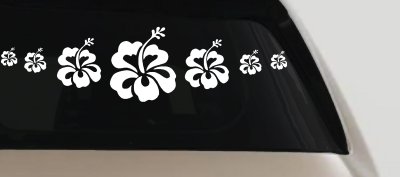 Hibiscus Flowers Row Car or Truck Window Vinyl Decal Sticker