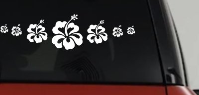 Hibiscus Flowers Row Car or Truck Window Vinyl Decal Sticker