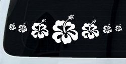 Hibiscus Flowers Row Car or Truck Window Decal Sticker
