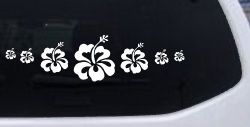Hibiscus Flowers Row Car or Truck Window Decal Sticker