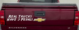 Real Trucks Have 3 Pedals Off Road Car or Truck Window Vinyl Decal Sticker (White)