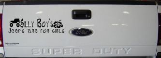 Silly Boys Jeeps are for Girls Off Road Car or Truck Window Decal Sticker (Black)