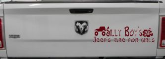 Silly Boys Jeeps are for Girls Off Road Car or Truck Window Decal Sticker (Purple Red)