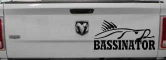 Bassinator Bass Fishing Car or Truck Window Decal Sticker (Black)