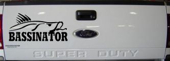 Bassinator Bass Fishing Car or Truck Window Decal Sticker (Black)