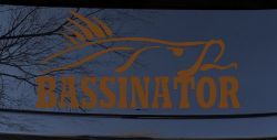 Bassinator Bass Fishing Car or Truck Window Decal Sticker (Copper)