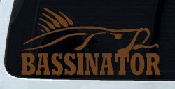 Bassinator Bass Fishing Car or Truck Window Decal Sticker (Copper)