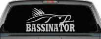 Bassinator Bass Fishing Car or Truck Window Decal Sticker (Light Gray)