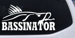 Bassinator Bass Fishing Car or Truck Window Decal Sticker