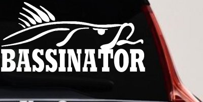 Bassinator Bass Fishing Car or Truck Window Vinyl Decal Sticker