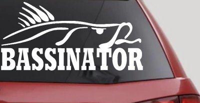 Bassinator Bass Fishing Car or Truck Window Vinyl Decal Sticker